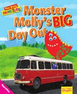 The books are illustrated with bold, quirky, collage-style artwork, and each monster story explores a
