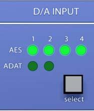 8.6 D/A Input The button D/A Input selects the signal source of the DA-converters. A currently active Patch Mode does not disable this function, the DAconversion is always available.
