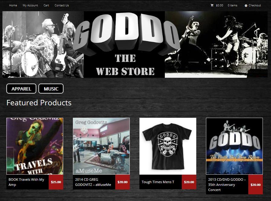 Web Store and Live Event Vending Goddo has a full line of merchandise available online at http://goddo.rockpapermerch.
