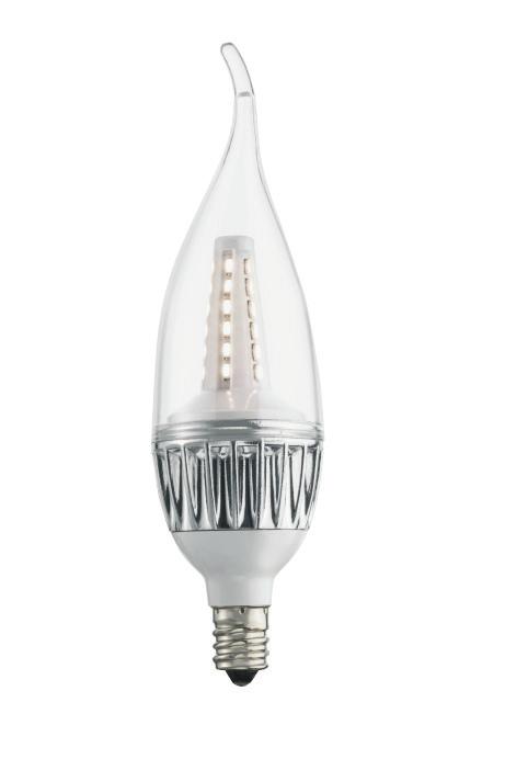 Forest Lighting LED Candelabra Lamps are dimmable, and come in blunt-tip and flame-tip models.