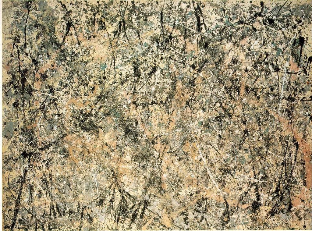 Pollock se je na svojih nakapljanih slikah poslužil prepoznavnega ''all over'' slikarskega pristopa.