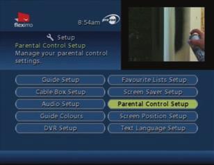 5.7 PARENTAL CONTROLS With the parental controls feature, you can block access to ratings, channels and titles, as well as prevent adult titles from being displayed on the screen.