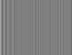 Close left eye to view image from right eye. 2. Assess the color gradation on each bar. 3. Close right eye to view image from left eye. 4. Subjectively compare the images to assess color uniformity.