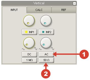 Input Channels Input channel settings configure the instrument front-end specifications for waveform capture. Pressing the in the corner will minimize the controls.