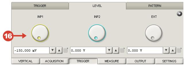 Figure 4.23: Trigger Level Palette Controls Trigger Level Set the trigger voltage levels associated with the input and external trigger sources.
