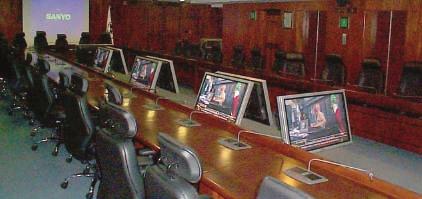 the Senate chambers. Pre-set camera angles for every Senator are controlled from a computer touch screen floor plan.