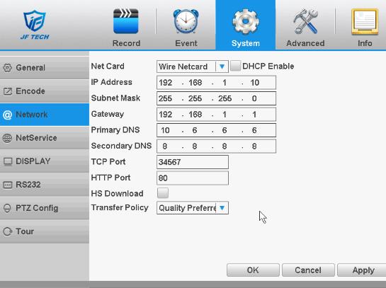 Figure 4.16 network settings [DHCP Enable]: The NVR is connected to the router which DHCP is open; then NVR will automatically obtain an IP address.
