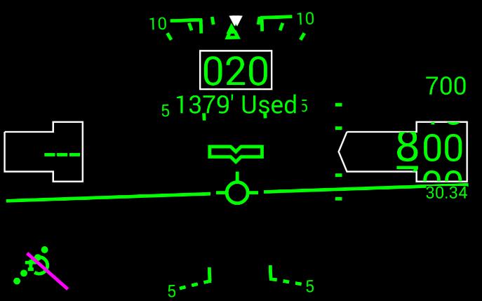 Automatic Screen Declutter during Landing When the runway has been detected, certain items on the HUD will be removed when the airplane passes over the approach end of the runway.