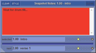 1.5.2 Snapshot Notes... Pressing the notes button (towards the top left-hand corner of the main Snapshots panel) opens a notes panel, displaying any notes associated with the current Snapshot.