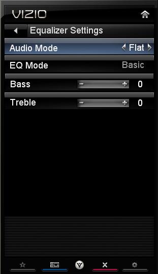 Equalizer Settings To select the options in the Equalizer Settings sub-menu, press OK. A new menu will be displayed showing the available equalizer functions. Press or to select Basic or Advanced.