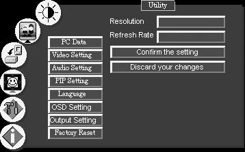 Controlling the VP-725DS Presentation Switcher / Scaler Figure 13 defines the six interactive icons 1 : Brightness and Contrast Gamma and Color Source Geometry Utility Information Figure 13: Menu