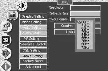 Controlling the VP-725DS Presentation Switcher / Scaler Figure 41: Output Setting Refresh Rate Utility Screen 800 96 138 640-525 2 29 480-25.