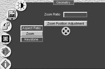 Controlling the VP-725DSA Presentation Switcher / Scaler Figure 33: Geometry (Zoom Position Adjustment) Screen You can adjust the Keystone (to keep the picture rectangular) according to your specific
