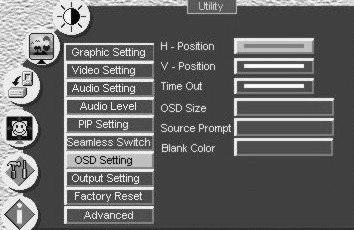 Controlling the VP-725DSA Presentation Switcher / Scaler 9.1.5.7 Choosing the OSD Utility Settings Figure 44 and Table 16 define the OSD Setting Utility screen.