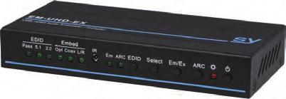 EX-18G This new product de-embeds digital audio up to 4K2K and provides a stereo analogue and optical S/PDIF outputs EM-UHD-EX Embed or Extract (De-embed) from 4K UHD HDMI 2.0.