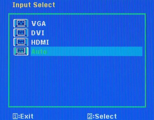 INPUT SELECT This function selects the source of the monitor. 1. Press [1] to open the OSD then highlight INPUT SELECT by pressing the or buttons. 2.