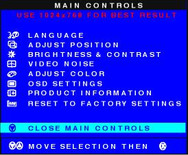 The OSD Controls Smart Help After returning to MAIN CONTROLS Smart Help to exit completely, press the