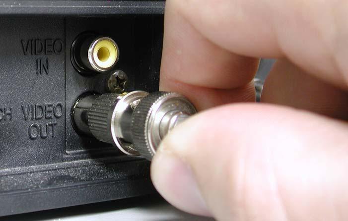 Connecting a Composite VCR to the dtective System What you will need: Four Composite Cables Five BNC to RCA converters Step 1: Connecting Composite Cable to RCA OUT on rear of VCR Take one of your