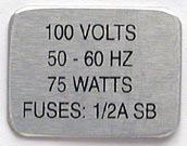 A label showing the exact voltage and frequency range is located on the rear panel.
