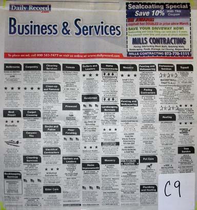 C9: Best Classified and/or Telemarketing Pages Third Place, Daily Daily Record