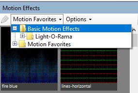 ShowTime 5: Motion Effects Window Can display favorites created in