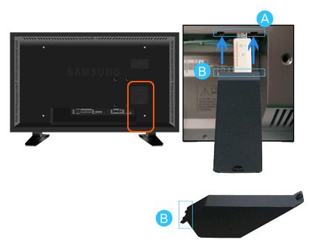 1) Insert part of your USB holder into the groove in part at the back of your monitor.