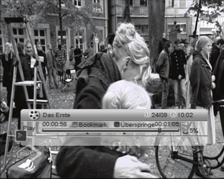 Editing of recorded programmes (optional) Press the INFO key during the reproduction of a recorded programme. A bar appears as shown in the following figure.
