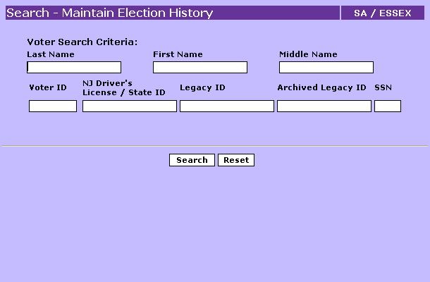 3. Select Election History. The Search Maintain Election History screen appears.
