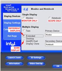 WAVERUNNER XI SERIES 4. From the Display Devices dialog, select a display mode. Note: In these dialogs the oscilloscope monitor is referred to as Notebook, and the external monitor as Monitor. 5.