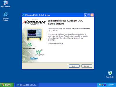 GETTING STARTED MANUAL 9. After the recovery is completed, the X-Stream software installer screen appears. Click Next to continue: 10.