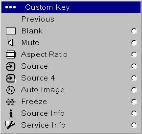 Custom Key (for use with optional remote only): allows you to assign a different function to the Custom button on the remote to quickly and easily use the effect.