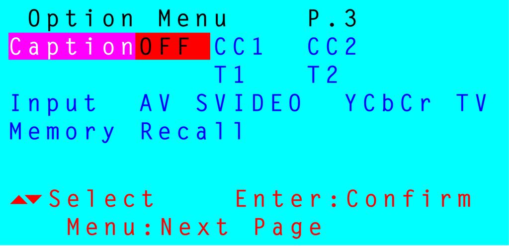 3.4.2 - OSD Menus and Options The OSD Menu includes four sub menus: Picture Menu, Sound Menu, Option Menu and Setup Menu.