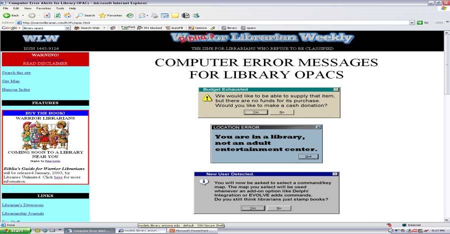 OPAC Error Messages