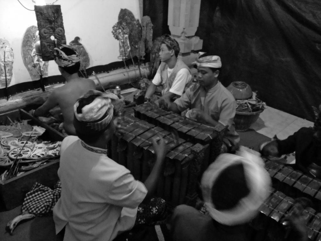 Figure 1.2. Backstage during a wayang kulit performance. Photo by author. more technically advance modes of entertainment.