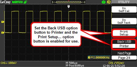 WaveAce 1000/2000 PRINT SETUP 1. Press the Print Setup... option button to set up your print options. A separate Print screen is then shown (Page 1/2).