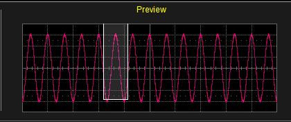 Previewing Zoomed Waveforms Getting Started Manual When you zoom a waveform, a preview of the zoomed area is shown on the Preview section of the Zx dialog.