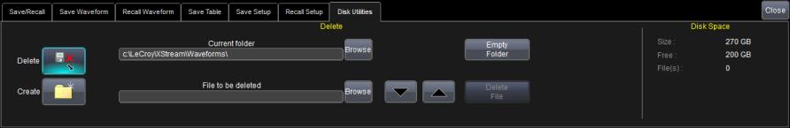 WaveRunner 6 Zi Oscilloscopes Access the Disk Utilities dialog by selecting Utilities Disk Utilities from the menu bar. 1.