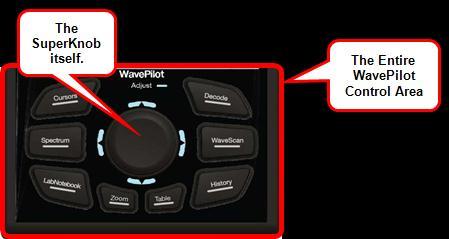 WaveRunner 6 Zi and 12-Bit HRO The SuperKnob shown on the WavePilot Control Area.