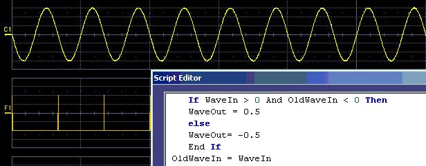OPERATOR S MANUAL These examples are purely illustrative, but you can easily imagine that with a VBScript you can add value to the oscilloscope in a very short time.