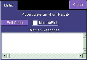The MATLAB Parameter Control Panel Once you have invoked a MATLAB parameter call, a mini-dialog to the