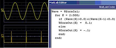 OPERATOR S MANUAL Create pulses at the zero crossings of the signal. Convolve two signals.