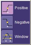 9. Choose Positive, Negative, or Window slope. OPERATOR S MANUAL Window slope sets a threshold above and below the trigger level beyond which the signal must pass to generate a trigger.