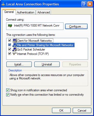 OPERATOR S MANUAL 3. Touch the Properties button, and then check the File and Printer Sharing for Microsoft Networks checkbox.