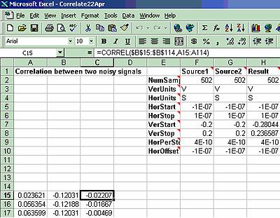This example used the CORREL (Array1, Array2) function of Excel, as depicted below: Required files: Setup: CorrelateExcel22Apr.