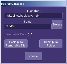 Touch Compact to reduce the size of a database. This function "defragments" the notebook after a large amount of entries have been deleted.