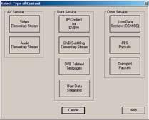 This software enables the user to easily generate MPEG 2 transport streams for DVB (including time slicing for DVB-H), ATSC and ISDB-T. The user selects the video, audio and data contents wanted.