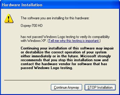 A warning window will appear regarding Windows Logo