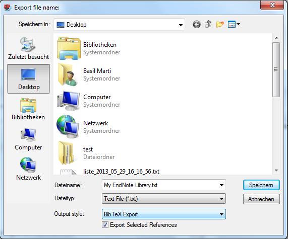 85 Export libraries File/Export Output style EndNote Export for