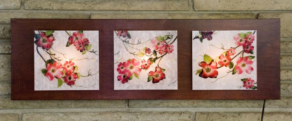 Three Panel Sconce (Horizontal ) Motif: Dogwood (above) and Alpine Wildflowers (below) (Note: