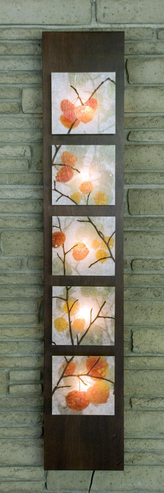 Five Panel Sconce (Vertical) Motif: Quaking Aspen Overall Size: